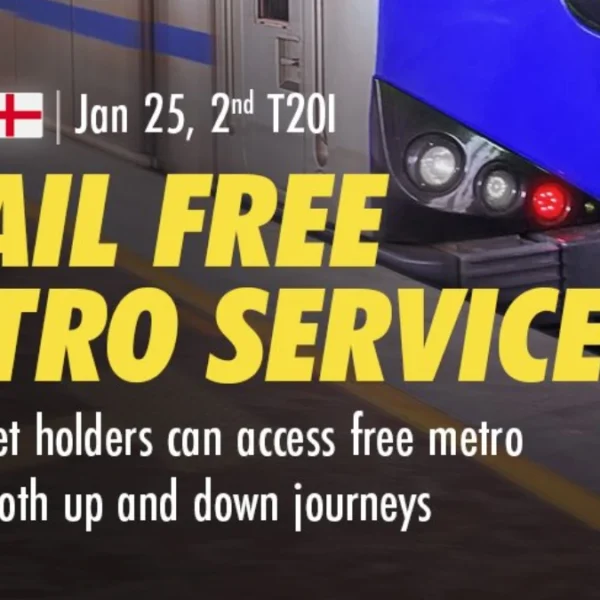 Free Metro Tickets to Chepauk Chennai for IND vs ENG Match Jan 25